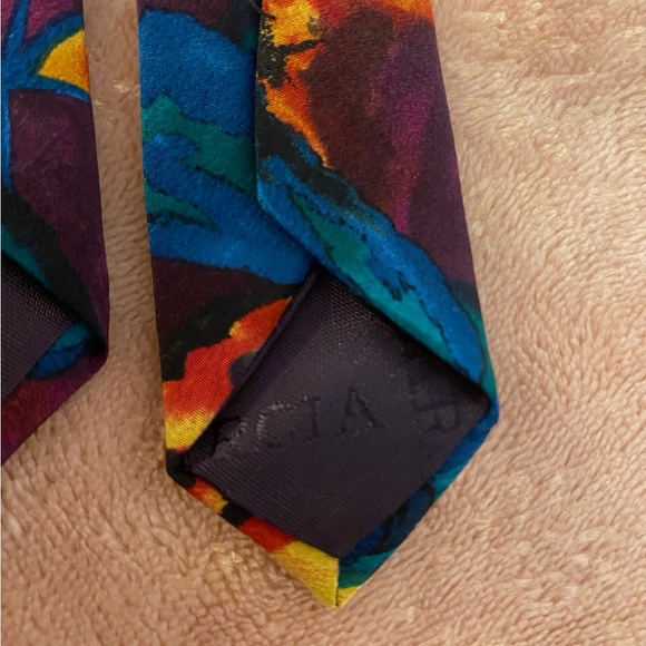J. Garcia Vibrant Abstract Tie in Teal and Orange - Picture 8 of 8
